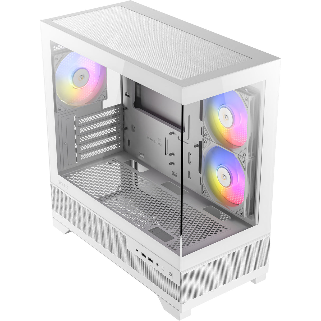 Boîtier mini tour Antec cx500m argb (blanc | 2x USB-A | 1x USB-C | verre trempé)