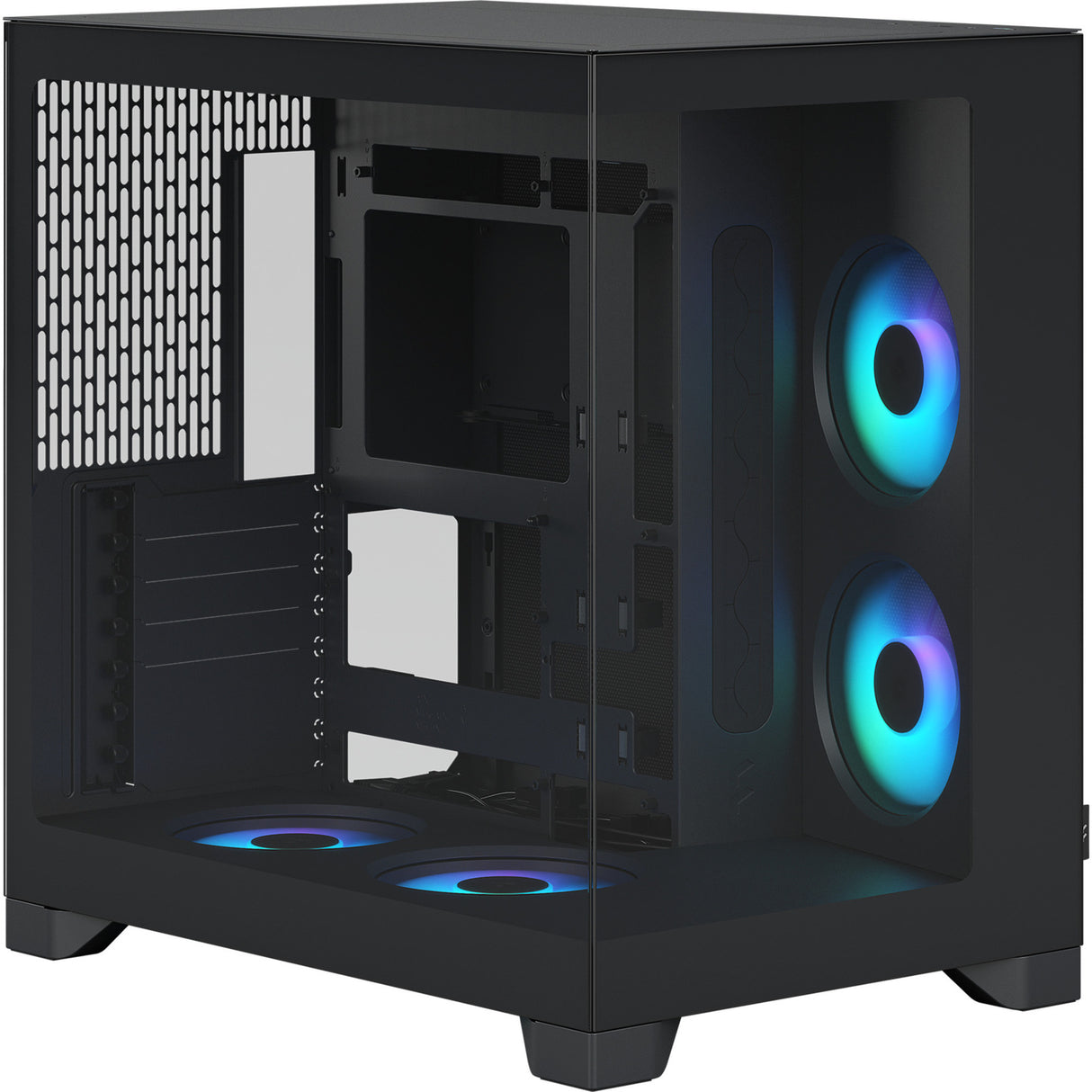 Fractal design pop 2 vision rgb midi tower behuizing (zwart | 1x usb-a | 1x usb-c | rgb | tempered glass)