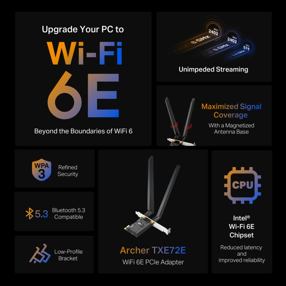 Tp-link archer txe72e ax5400 wi-fi 6e bluetooth 5.3 pcie