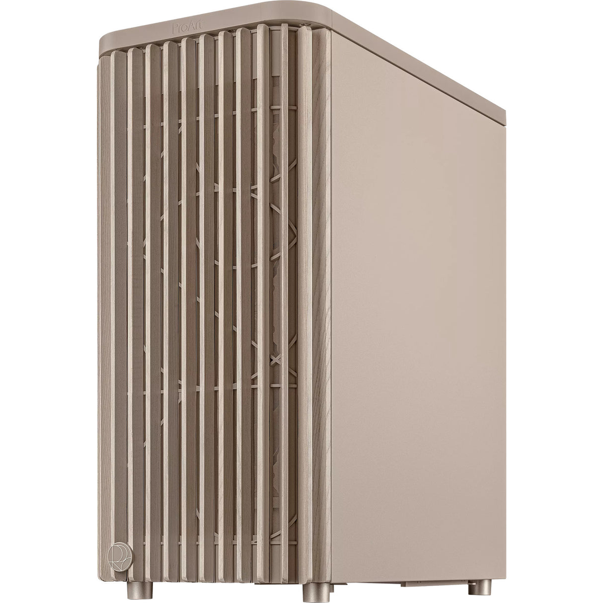 Asus proart pa401 wood edition - mesh panel midi tower behuizing (beige houtkleur | 2x usb-a | 1x usb-c)