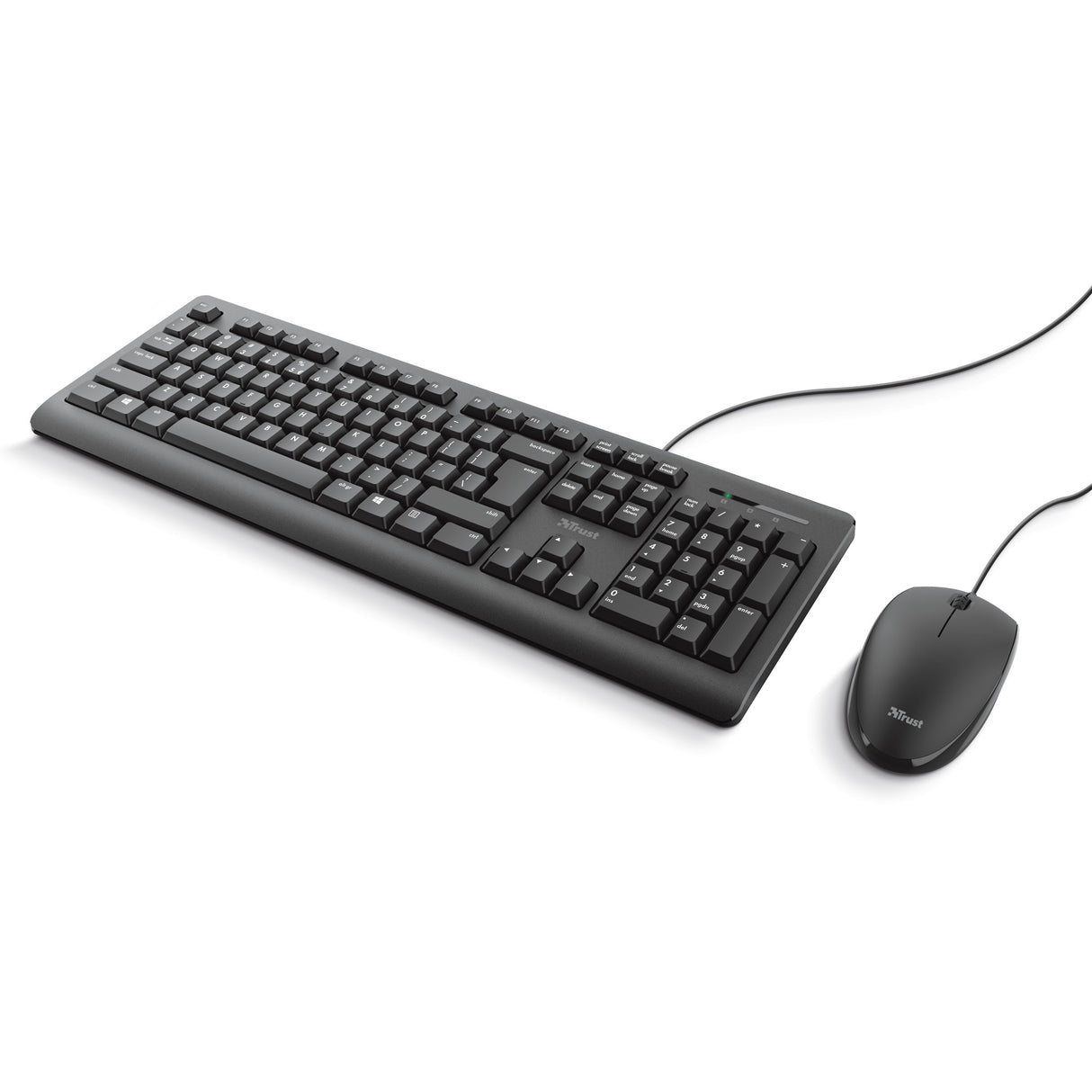 Trust primo – ensemble clavier et souris, ensemble de bureau (noir, disposition américaine, membrane)
