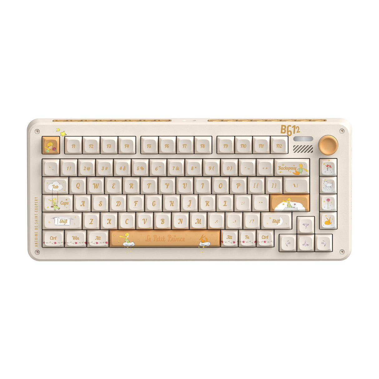 Clavier mécanique sans fil Iqunix zx75 Sunset Ponder (jaune clair, disposition américaine (qwerty), iquunix petit prince, 75 %, LED RVB, remplaçable à chaud, pbt double prise, 2,4 GHz | Bluetooth 5.1 | USB-C)