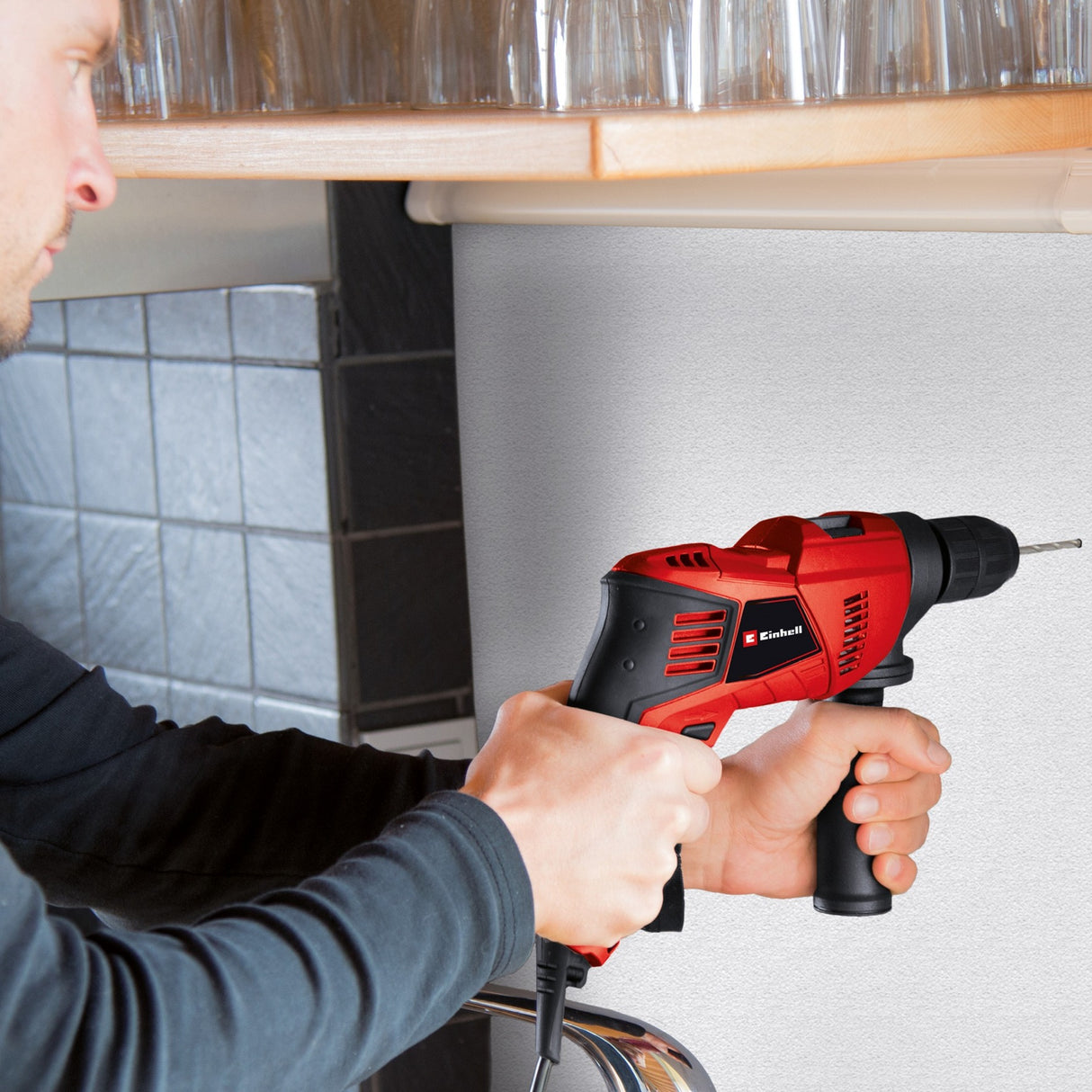 Perceuse à percussion Einhell te-id 500 e (rouge)
