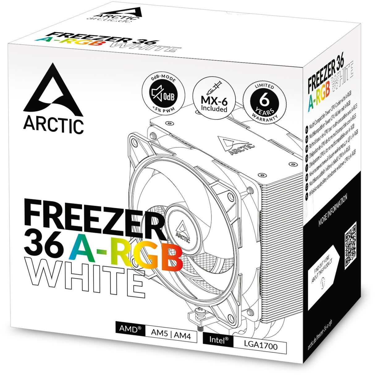 Refroidisseur de processeur Arctic congélateur 36 a-rgb (blanc, PWM 4 broches)