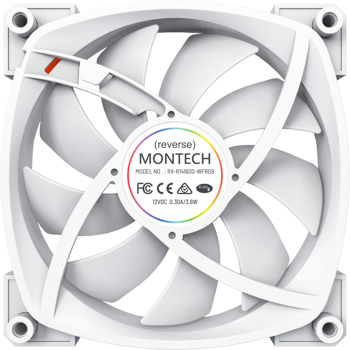 Ventilateur de boîtier Montech rx140 pwm rgb (blanc, 140 x 25 x 140 mm, argb 3 broches)
