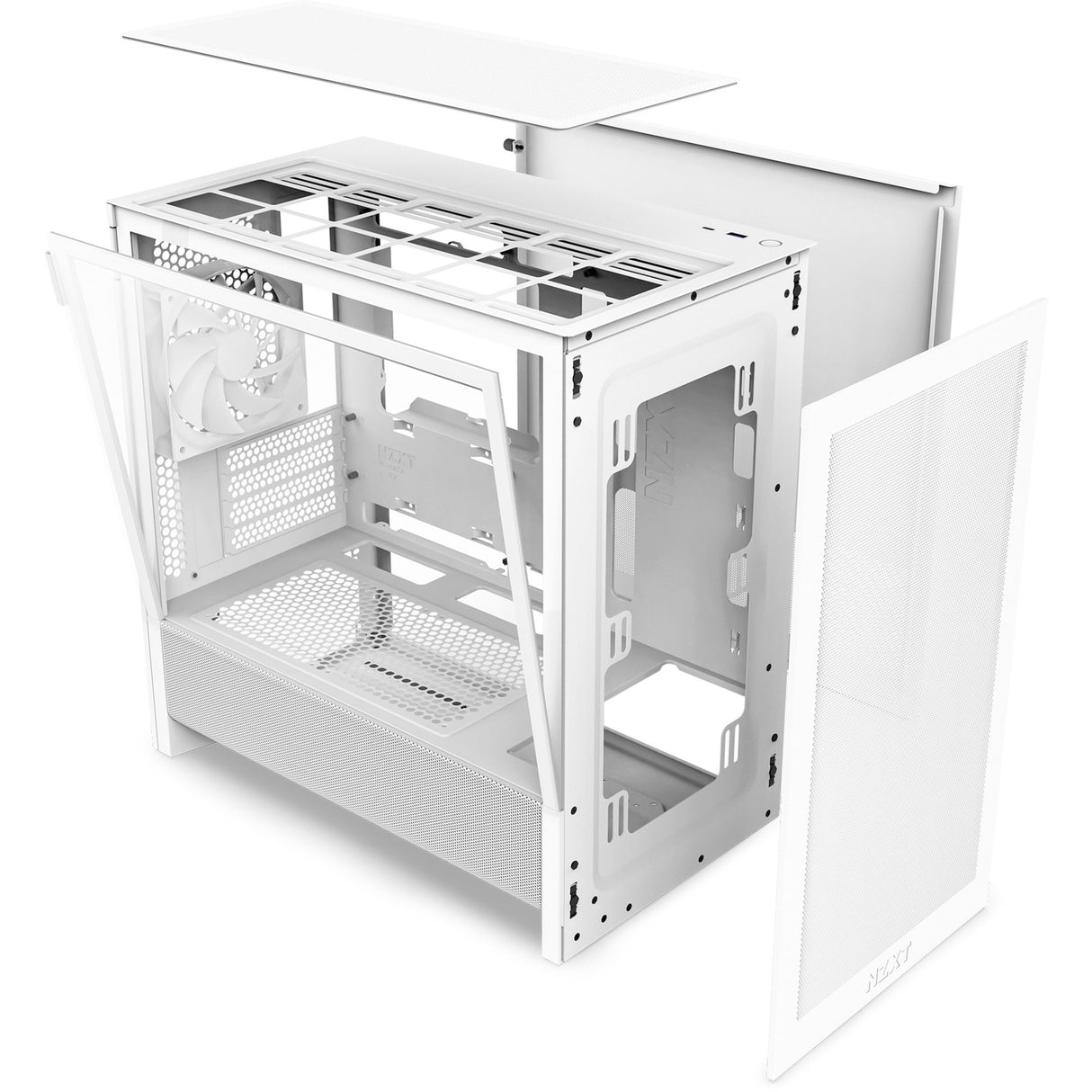 Boîtier tour midi Nzxt h3 flow (blanc (mat) | 1x USB-A | 1x USB-C | verre trempé)