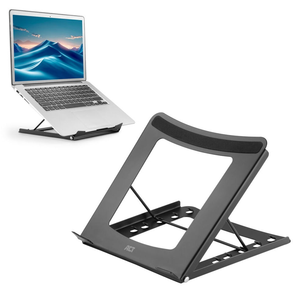 Support pour ordinateur portable Act Connectivity, pliable, réglable en hauteur sur 5 positions (noir)