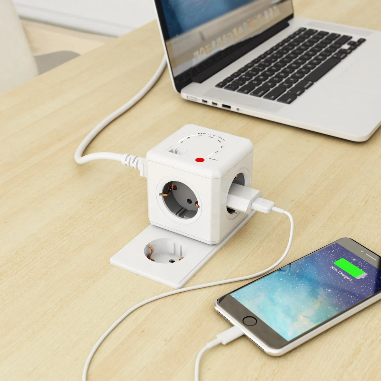 Allocacoc powercube étendu | Wi-Fi | multiprise multiprise (blanc gris, Belgique | France)