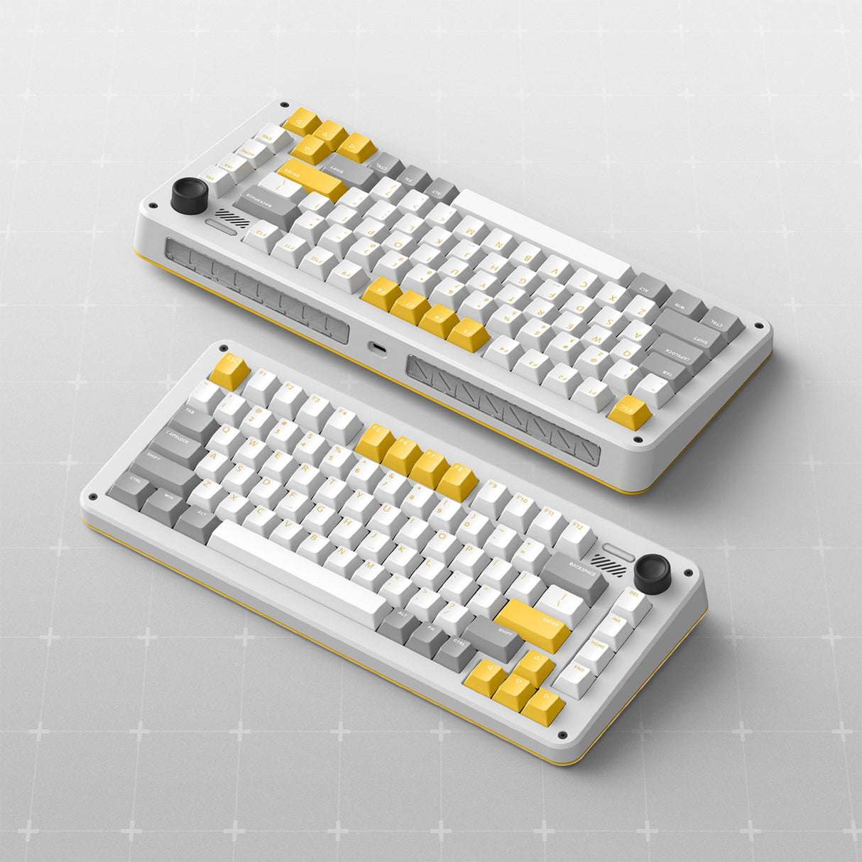 Clavier mécanique sans fil Ty iquunix zx75 gravi wave (gris, disposition américaine (qwer), rouge gateron, 75 %, LED RVB, remplaçable à chaud, pbt double prise, 2,4 GHz | Bluetooth 5.1 | USB-C)