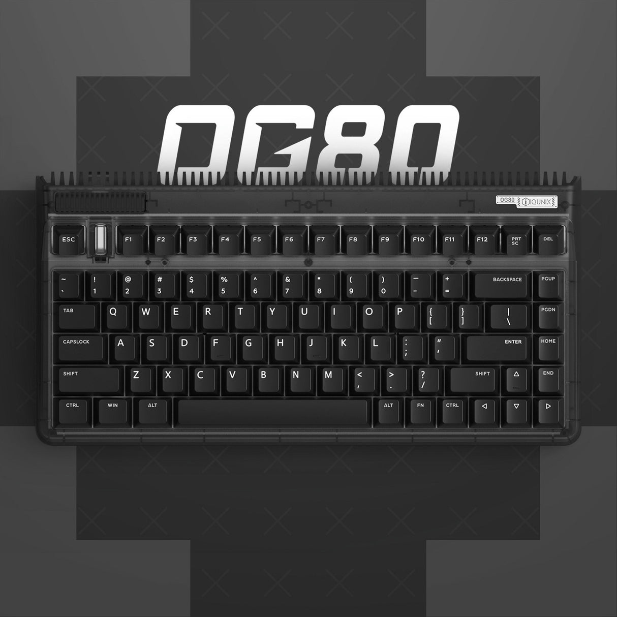 Clavier mécanique sans fil côté obscur Iqunix og80 (noir, disposition américaine (qwerty), marron gateron, 80 % (tkl), LED RVB, échangeable à chaud, pbt, 2,4 GHz | Bluetooth 5.1 | USB-C)