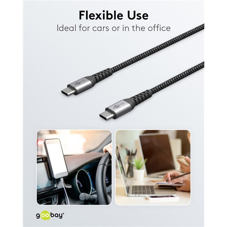 Goobay Chargeur rapide USB-C nano (65 W) et câble textile USB-C