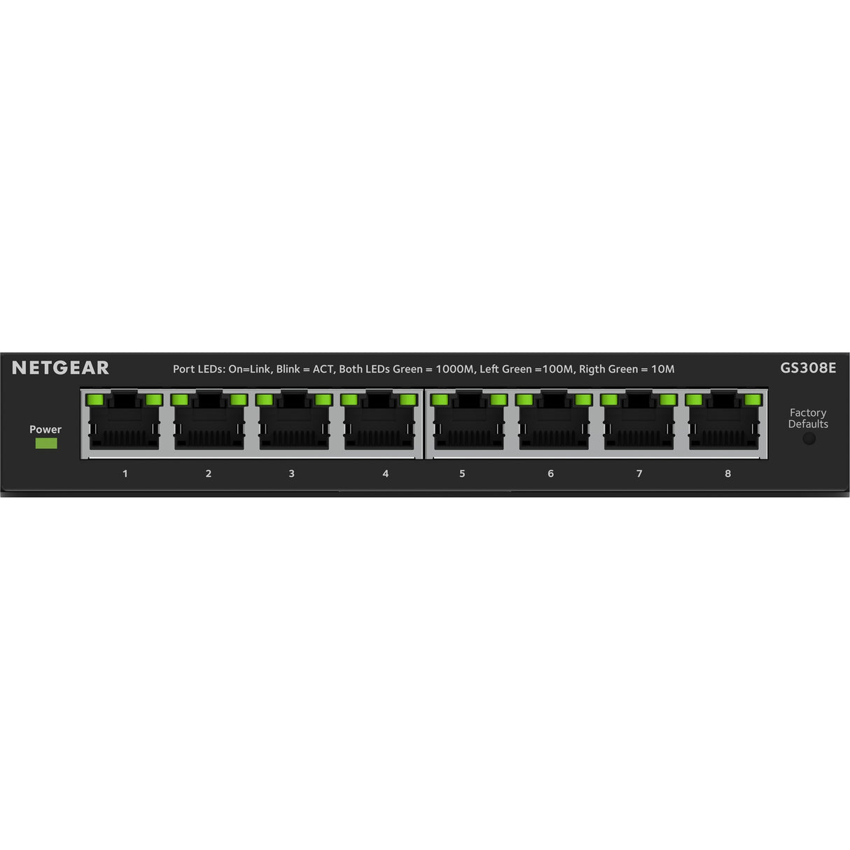 Commutateur Gigabit Ethernet Plus Netgear à 8 ports (GS308EV4) (noir)