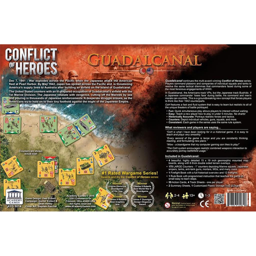 Réseau de joueurs européens Conflit des héros : jeu de société Guadalcanal the Pacific 1942 (anglais, 2 à 4 joueurs, 60 à 240 minutes, à partir de 13 ans)