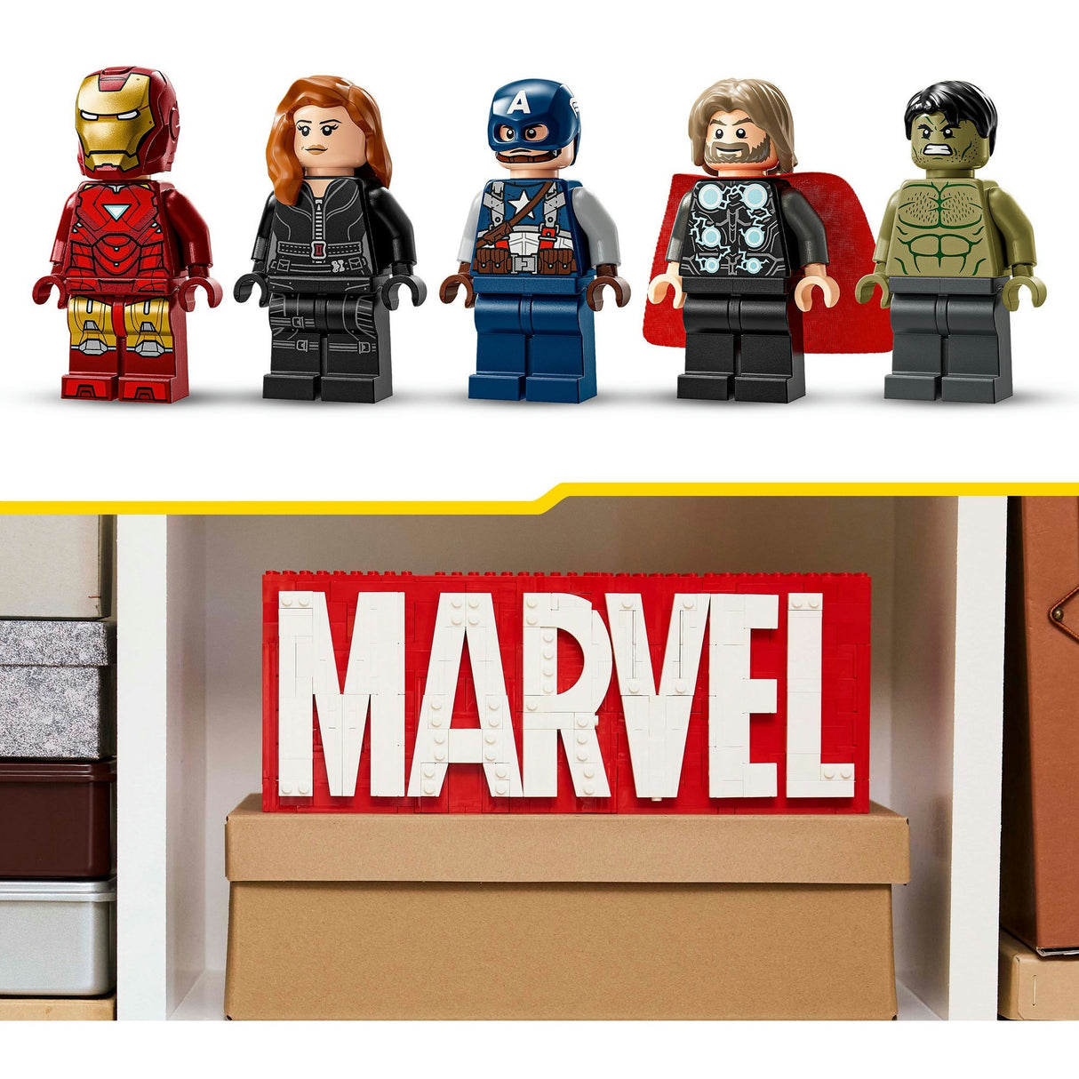 Lego super héros 76313 logo et figurines Marvel