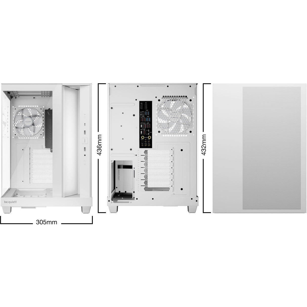 Be quiet! light base 500 lx midi tower behuizing (wit | 2x usb-a | 1x usb-c | rgb | window)
