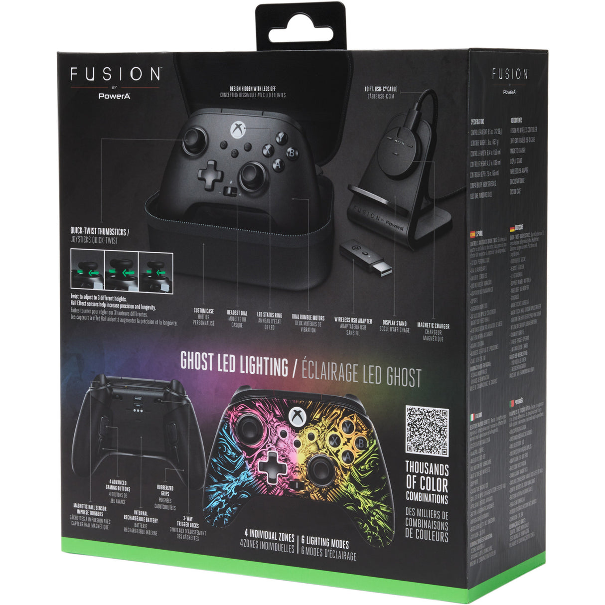 Manette sans fil Powera Fusion Pro pour Xbox Series X|S avec Lumectra (noir, RVB, Xbox Series X|S, Xbox One, PC)