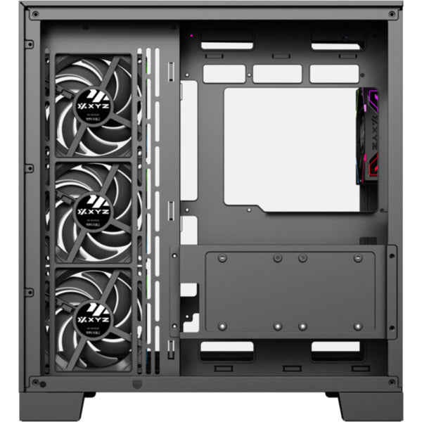 Boîtier tour midi Xyz PC Gear Tesseract A-RGB (noir | 2x USB-A | 1x USB-C | RVB | Verre trempé)