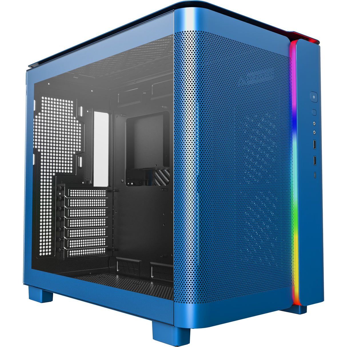 Boîtier tour midi Montech king 95 (bleu | 2x USB-A | 1x USB-C | RVB | verre trempé)