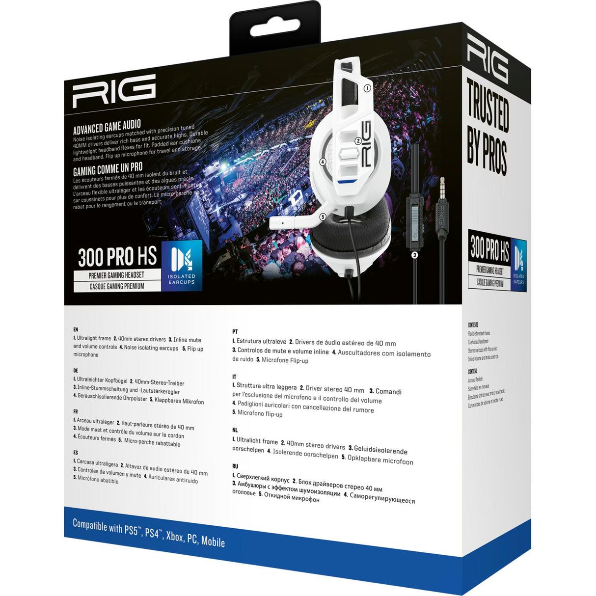 Nacon rig 300 pro hs casque de jeu supra-auriculaire (blanc, playstation 4, playstation 5, xbox, nintendo switch, pc)
