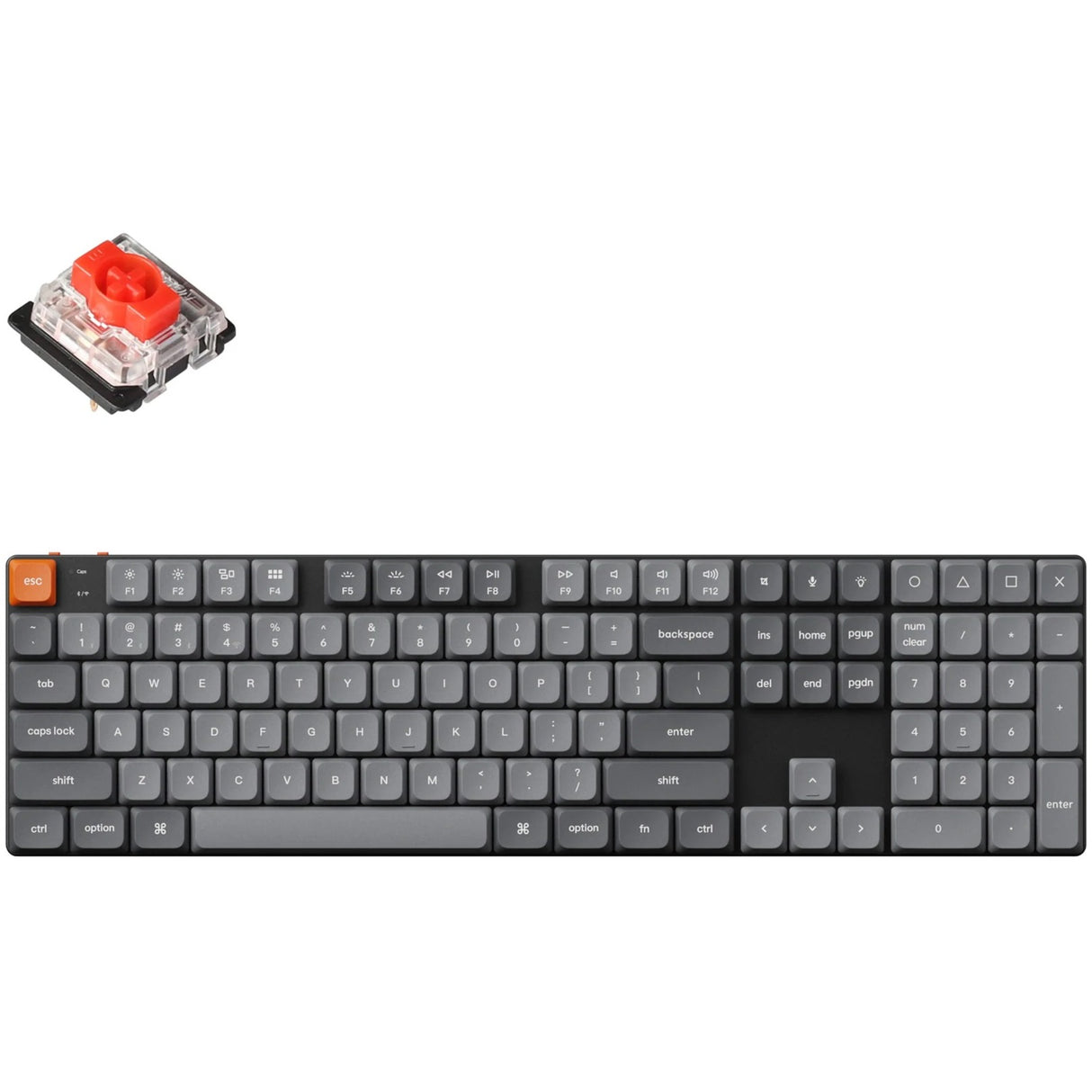 Clavier mécanique Keychron k5 max-h1 RVB (noir, disposition américaine (qwerty), gateron low profile 2.0 rouge mécanique, 100 %, LED RVB, pbt double-shot, échange à chaud, 2,4 GHz | Bluetooth 5.1 | USB-C)
