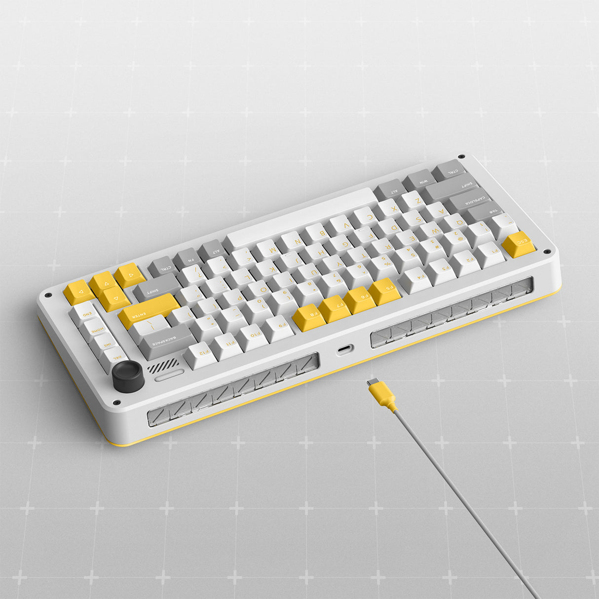 Clavier mécanique sans fil Ty iquunix zx75 gravi wave (gris, disposition américaine (qwer), rouge gateron, 75 %, LED RVB, remplaçable à chaud, pbt double prise, 2,4 GHz | Bluetooth 5.1 | USB-C)