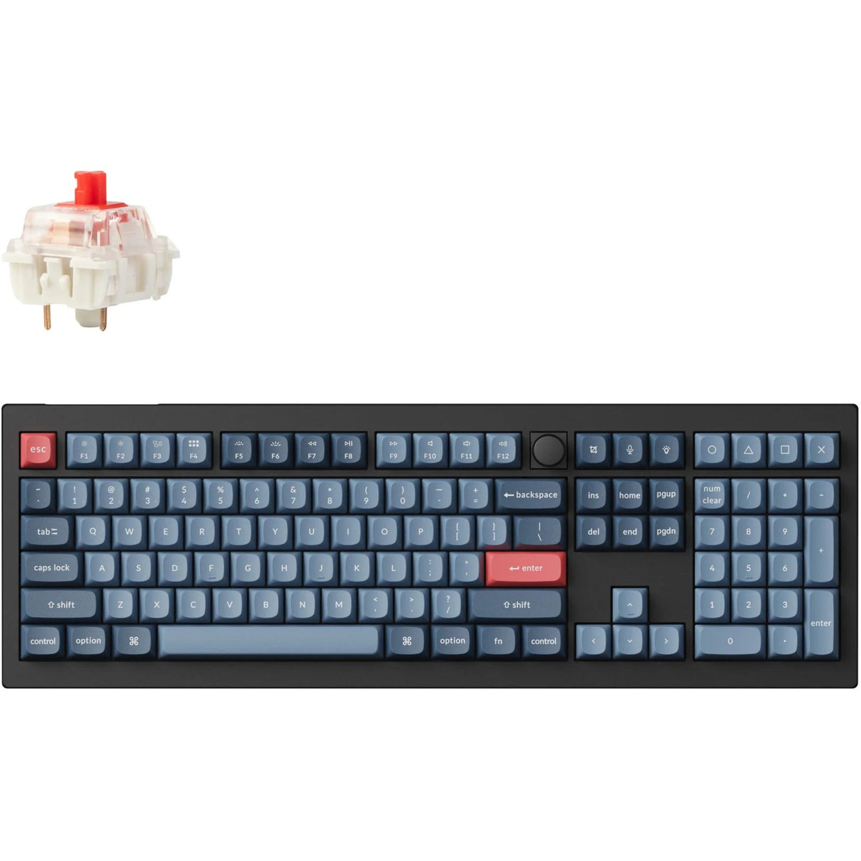 Clavier mécanique Keychron v6 max-d1 RVB (noir, disposition américaine (qwerty), rouge Gateron Jupiter, 100 %, LED RVB, double-shot osa pbt, échange à chaud, 2,4 GHz | Bluetooth 5.1 | USB-C, bouton)