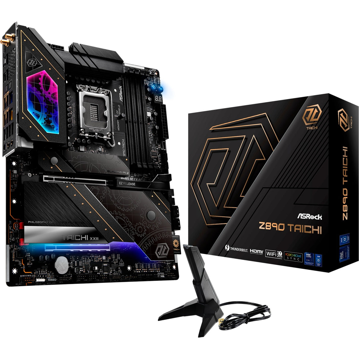 Carte mère Asrock Z890 Taichi Socket 1851 (noir, RAID, 5 Go-LAN, 2,5 Go-LAN, Wi-Fi 7, BT, Sound, ATX)