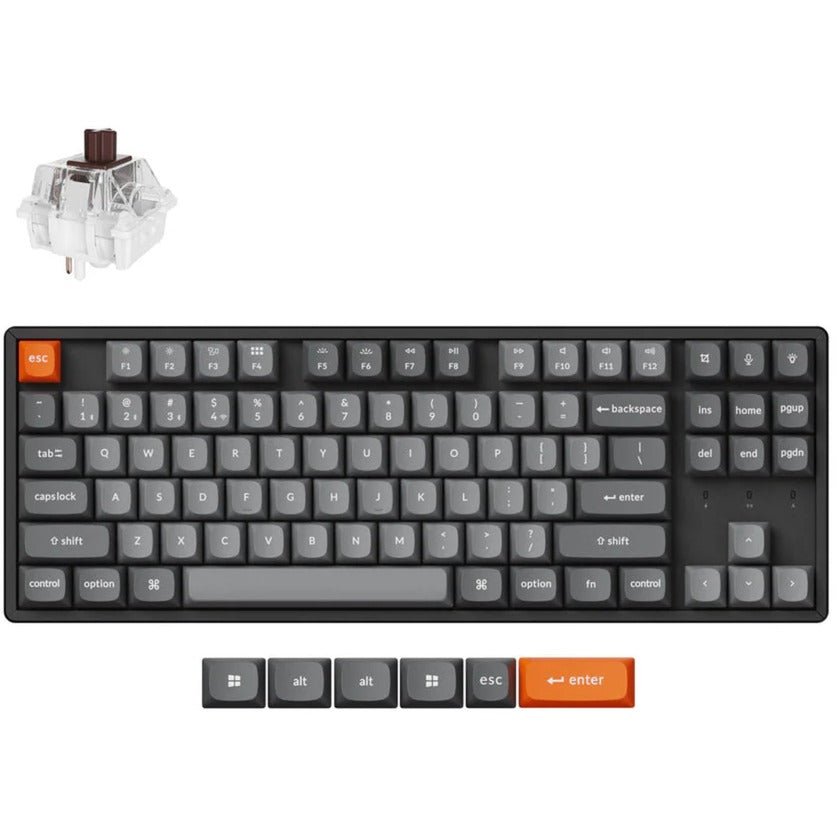 Clavier mécanique Keychron k8 max-j3 RVB (noir, disposition américaine (qwerty), super marron, 80 % (tkl), LED RVB, osa double-shot pbt, hot swap, usb-c | 2,4 GHz | Bluetooth 5.1)