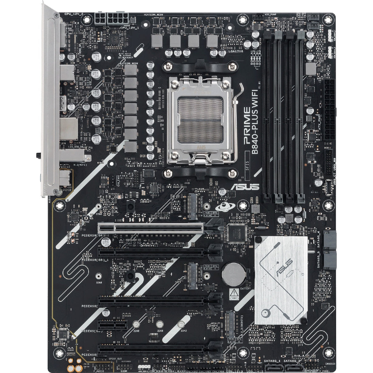 Carte mère Asus Prime B840-Plus Wi-Fi Socket AM5 (RAID, 2,5 Go-LAN, Wi-Fi 6e, BT, Son, ATX)