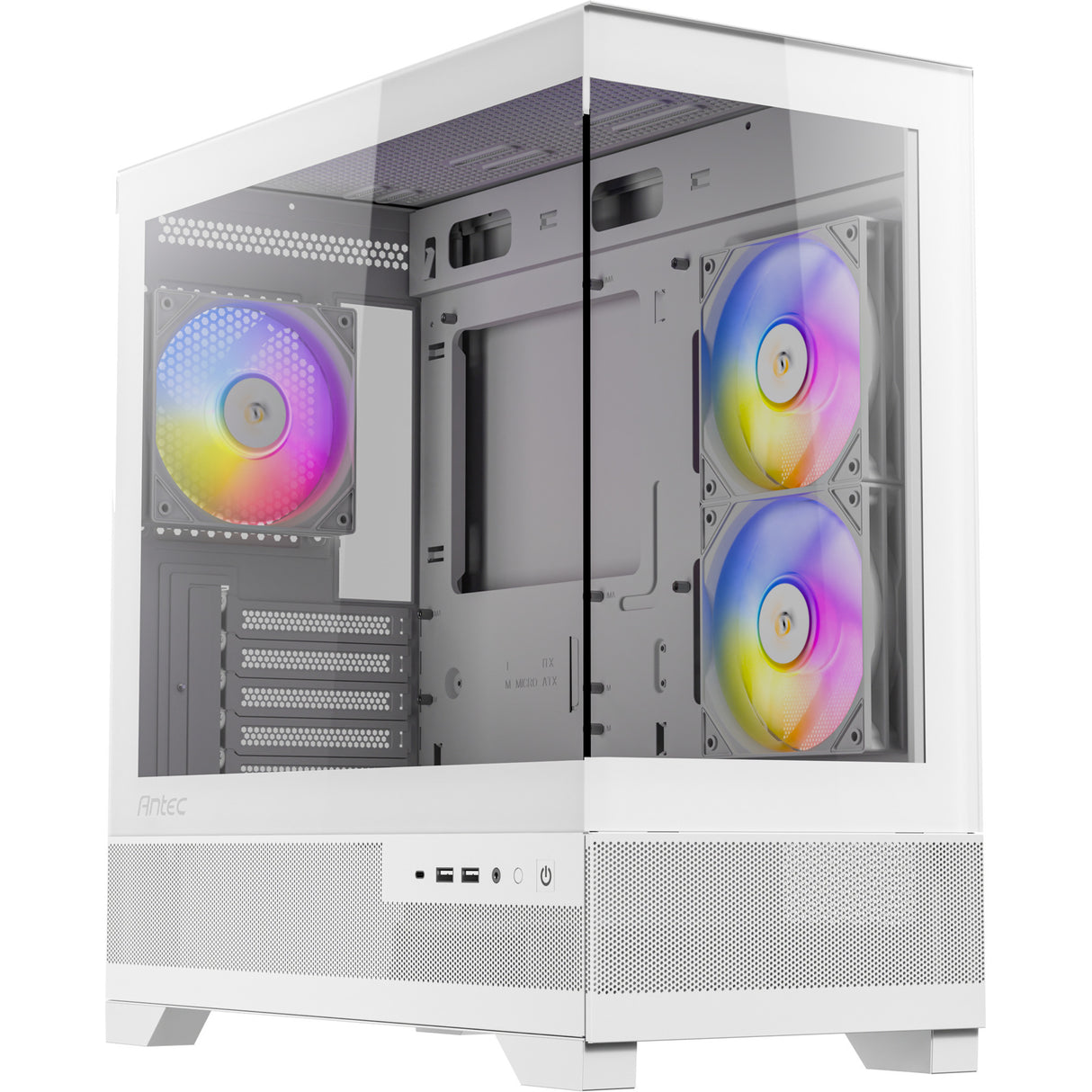 Boîtier mini tour Antec cx500m argb (blanc | 2x USB-A | 1x USB-C | verre trempé)