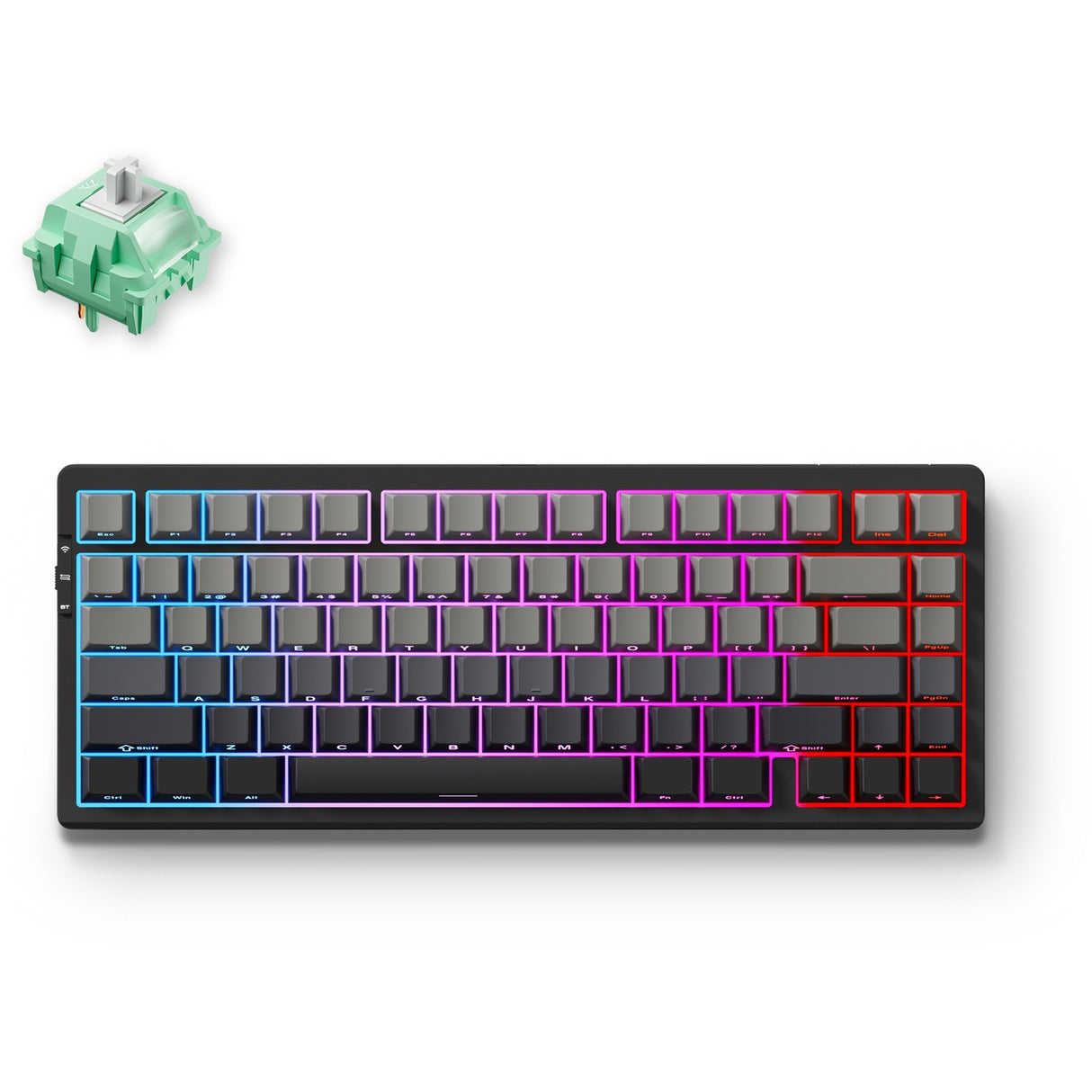 Clavier de jeu mécanique à structure de joint tri-mode Mchose G75 Pro (noir, disposition américaine (QWERTY), KTT Cabbage Tofu V2, 75 %, RVB, échange à chaud, PBT Double-Shot, 2,4 GHz | USB-C | Bluetooth)