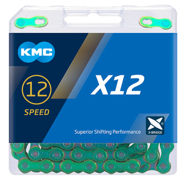 Chaîne Shimano kmc x12 cirée 126 maillons - vert aurore