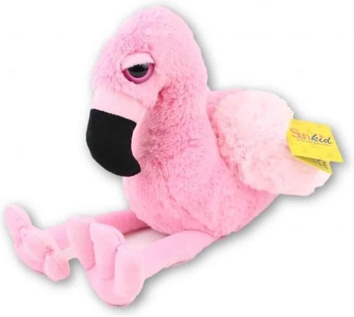 Van der Doelen peluche flamant rose 40 cm assis, 24 cm de hauteur