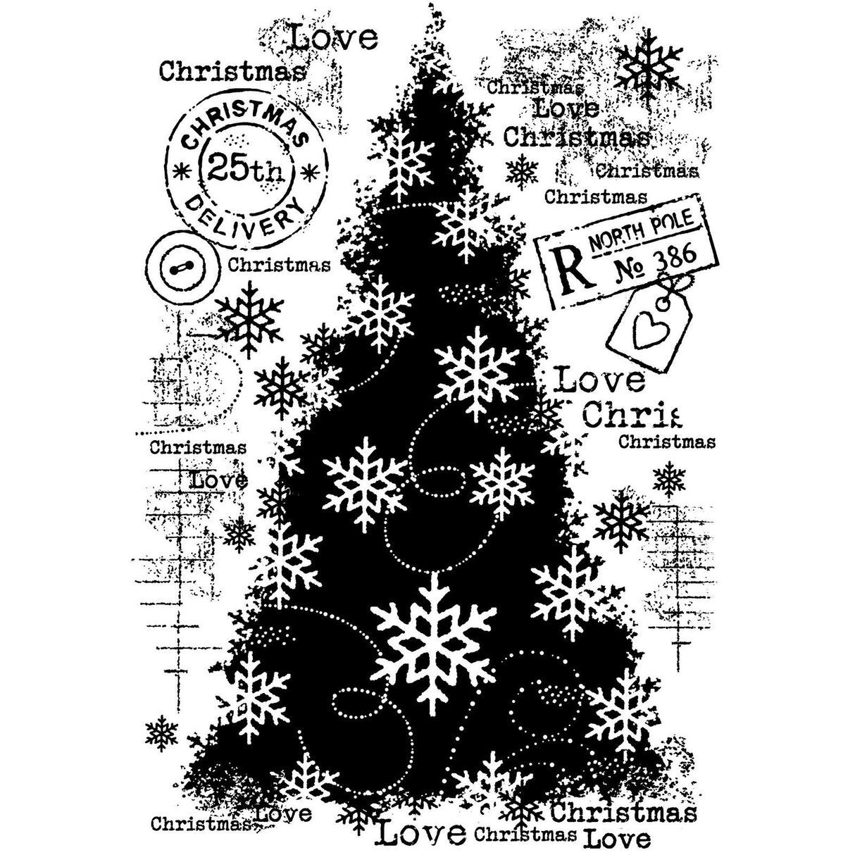 Woodware • clear singles stempels snow frosted tree