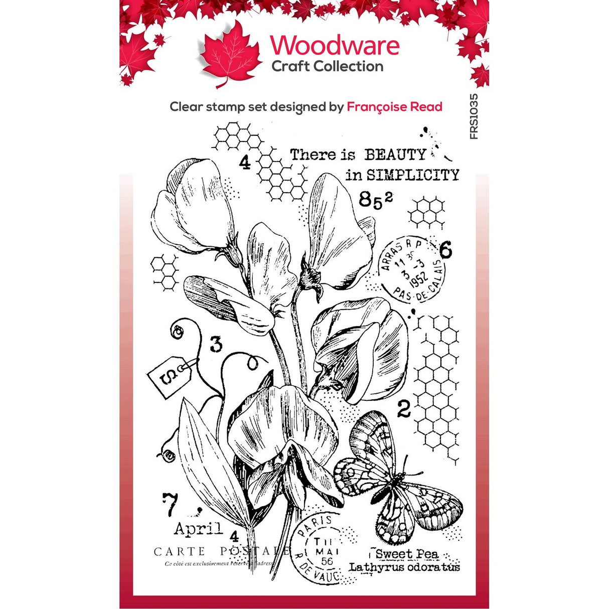 Woodware • clear singles stamp set sweet pea postcard