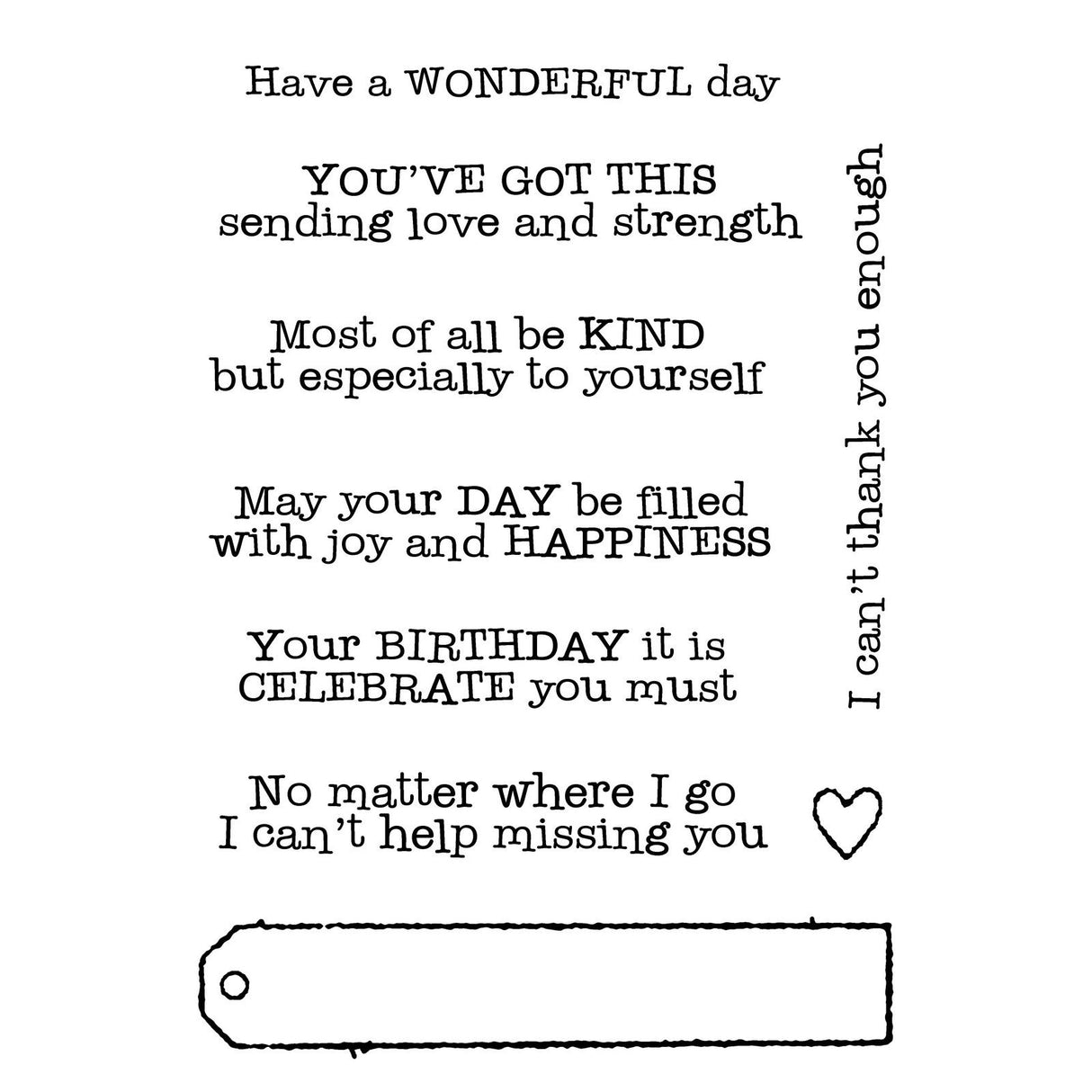 Woodware • clear singles stempel long tag wishes