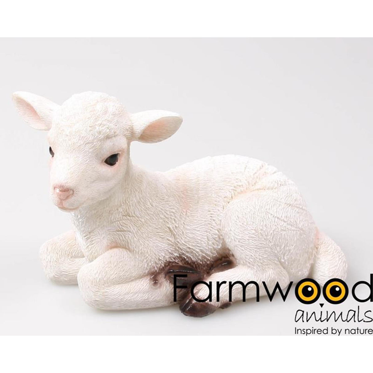 Statue de jardin animaux de ferme agneau couché blanc 19,5x11x12,5cm