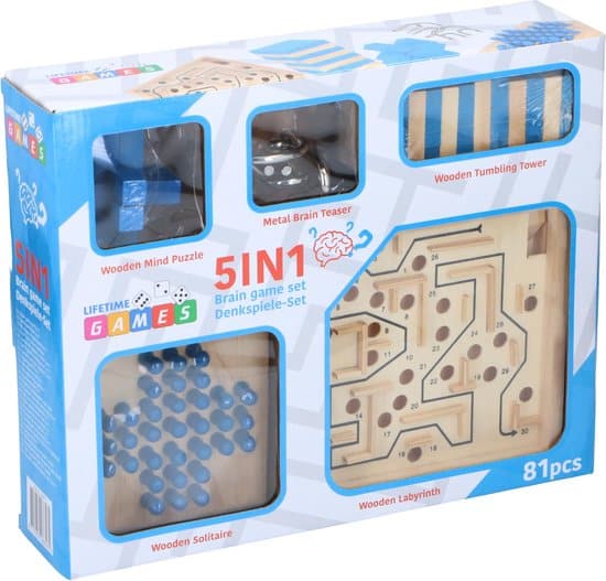 Bongers jouets jeux de réflexion 5 en 1, 81 pcs.