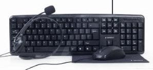 Enzo gembird ensemble de travail à domicile clavier souris noir + tapis et casque - 9510121