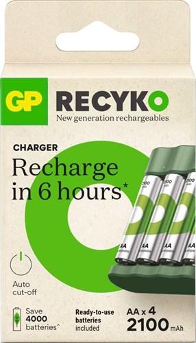 Chargeur de batterie USB GP + 4 x AA Batteries 2100mAh Nimh