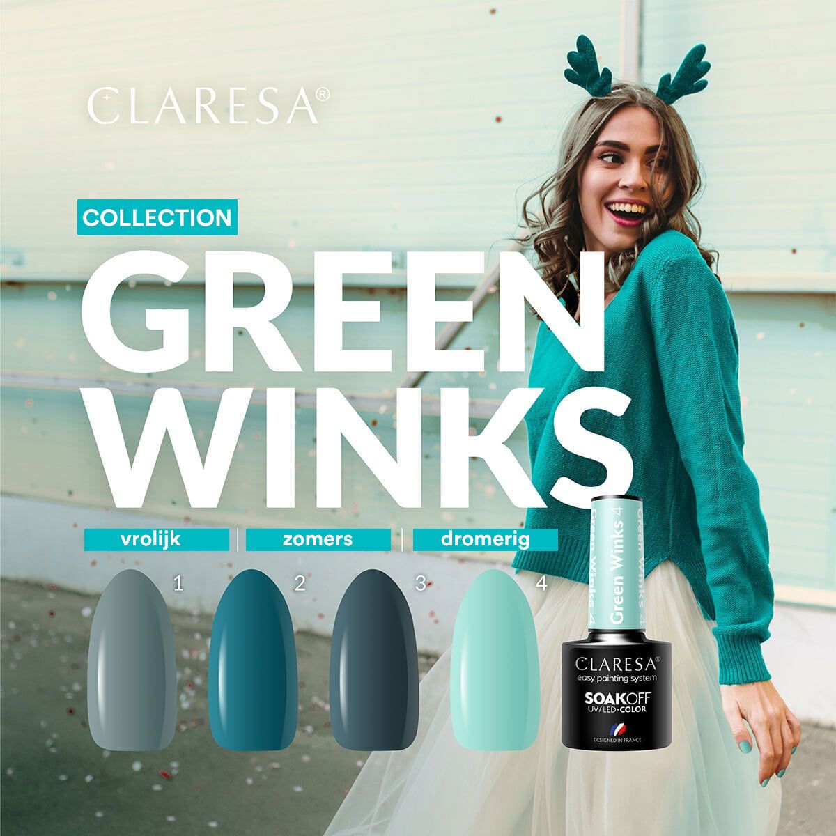 Claresa Vernis Gel UV LED 5 ml Vert Clins d'oeil 2