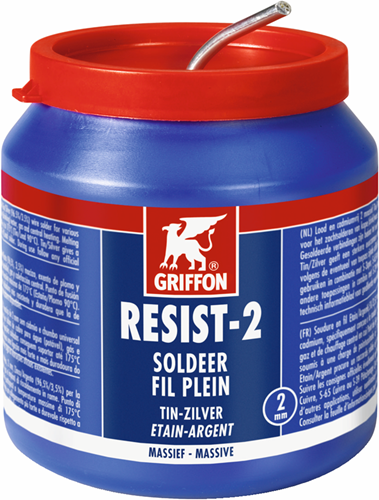 Fil à souder Griffon Resist-2® étain argent 97 3 massif | pot ø 2,0 mm | 500g - 1236290