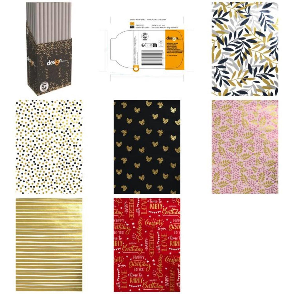 Design group cadeaupapier party chique 200x70cm