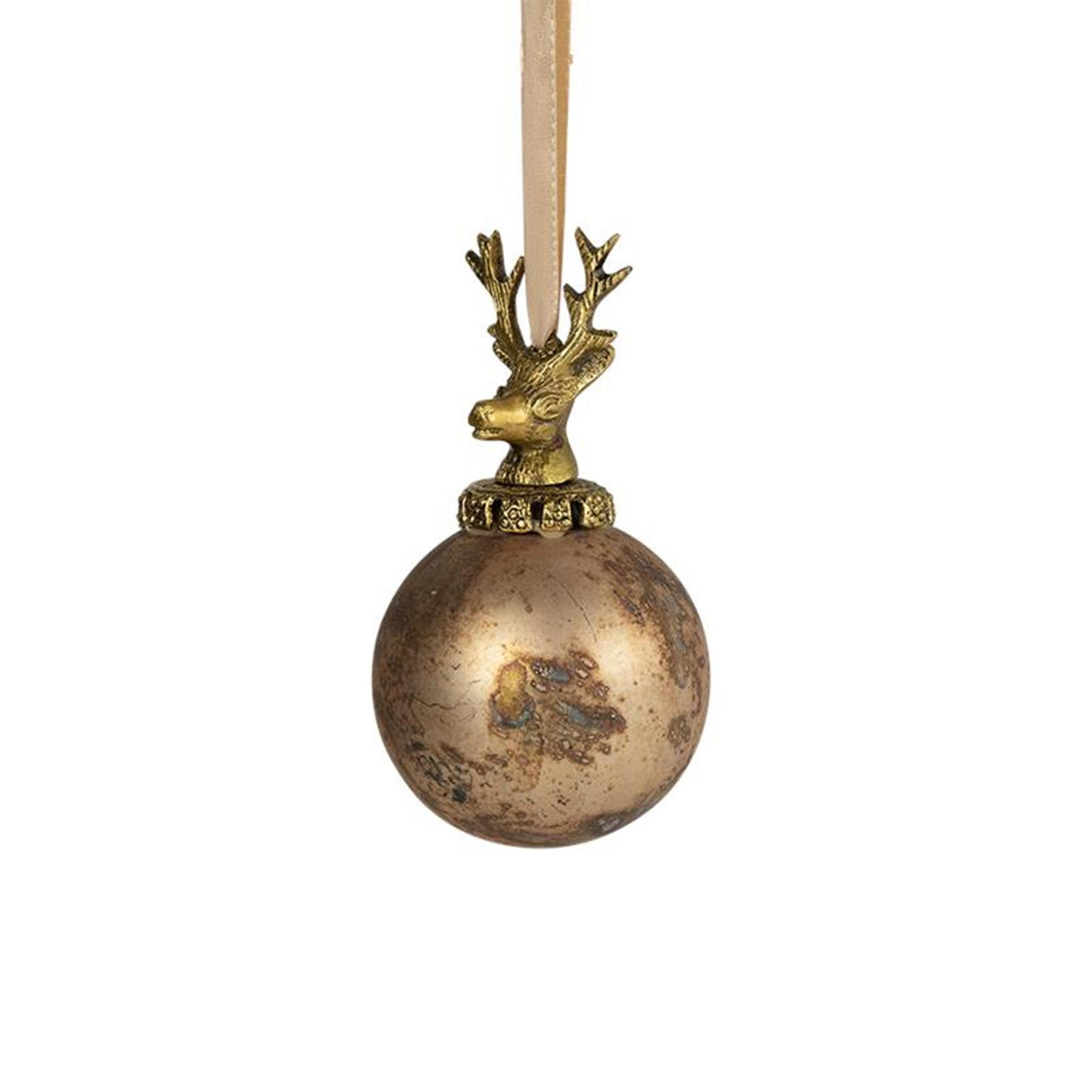 Boule de Noël cerf verre marron antique ø8cm
