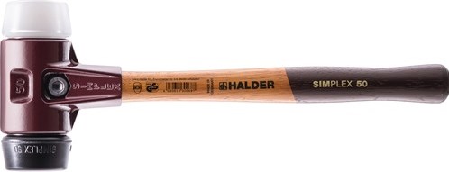 Halder kunststofhamer | lengte 405 mm hoofd-d. 60 mm | middelhard hout | rubber zwart superplastic wit | 1 stuk - 3027.060 - 3027.060