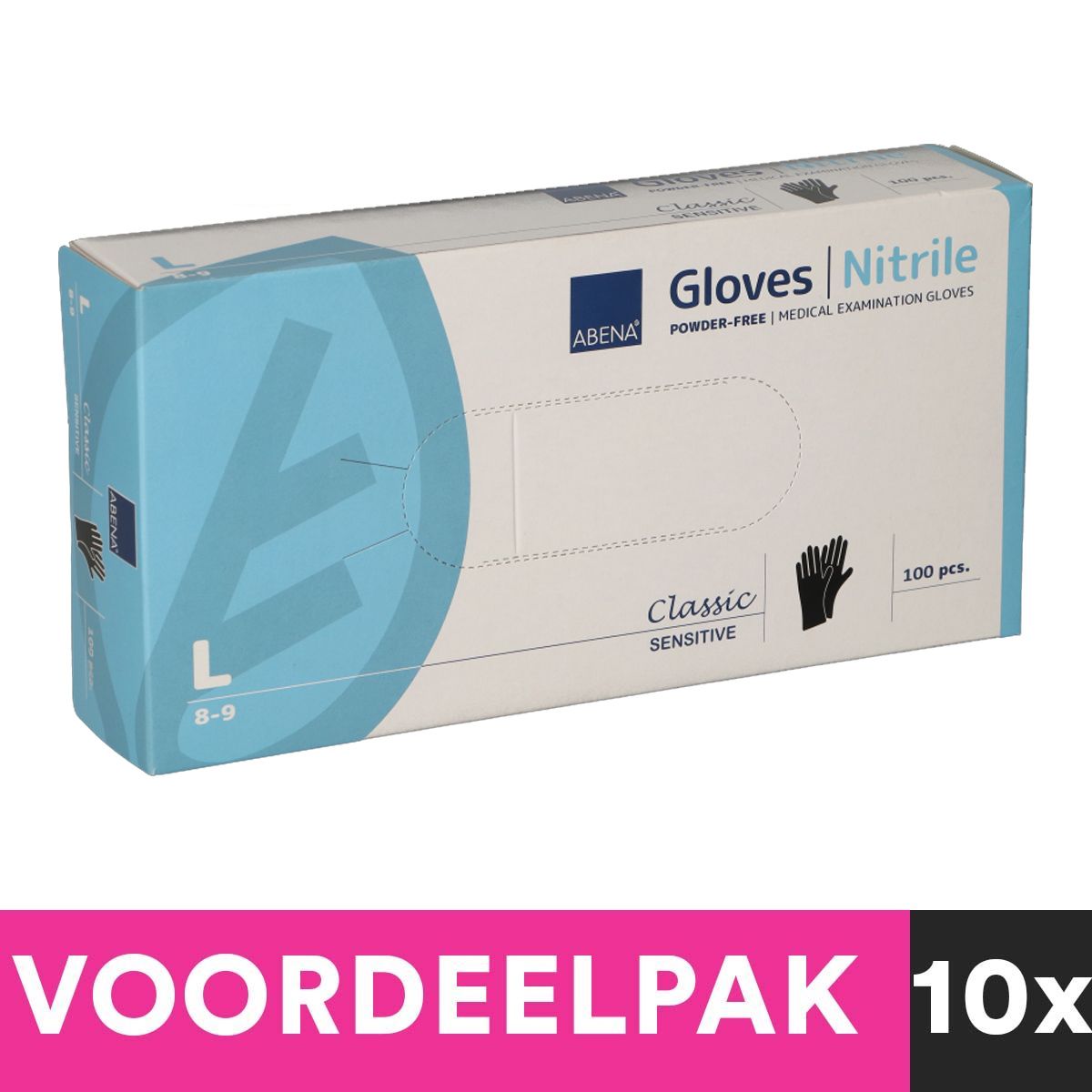 Abena gants en nitrile sans poudre taille grande 100 pièces noir paquet de valeur