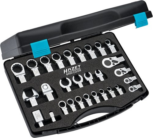 Hazet jeu d'outils à insérer 6400cd 29 | Carré à insert plein 14 x 18 mm, Carré à insert plein 9 x 12 mm | profil extérieur à douze côtés, profil extérieur hexagonal | 29 pièces | 8–27 - 6 400 cd 29