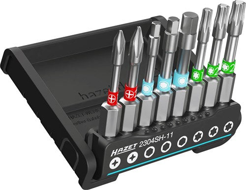 Support intelligent Hazet avec 8 embouts | longue 2304sh-11 | 1 4 pouces (6,3 mm) hex solide | profil hexagonal interne, profil cruciforme ph, profil Torx® interne | 8 pièces | ph1 | pH2