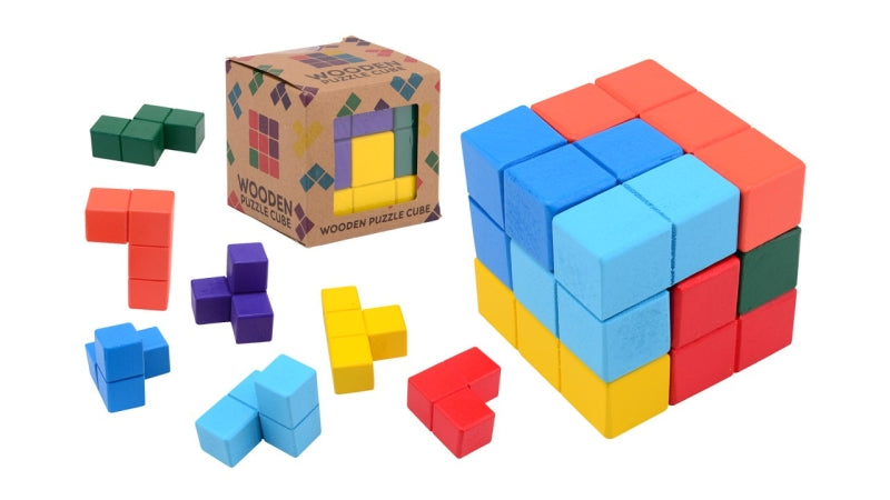 Cube magique en bois Johntoy dans une boîte, 7,5 cm