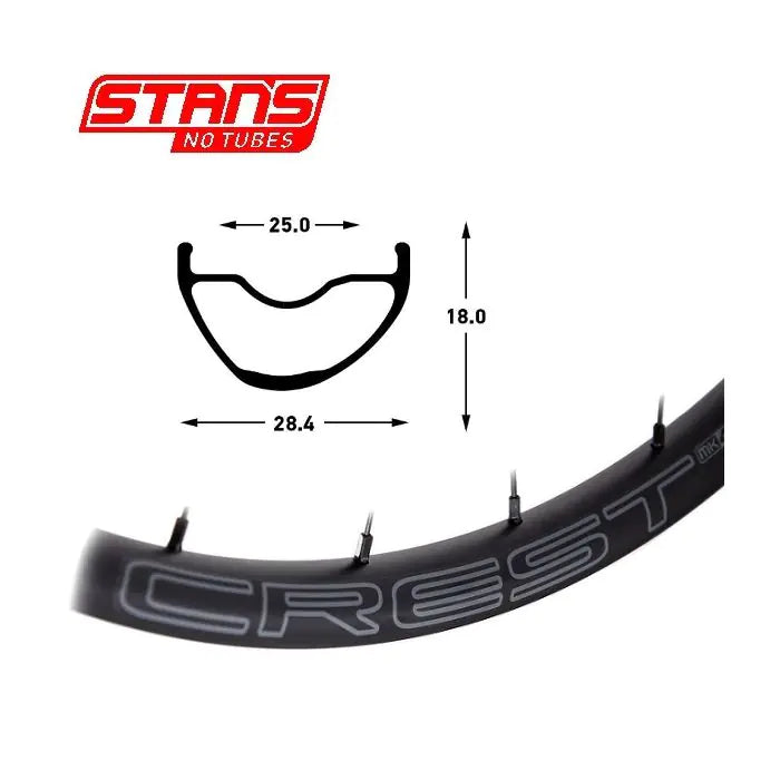 Stans notubes jante crest mk4 29 32h noir gris snt